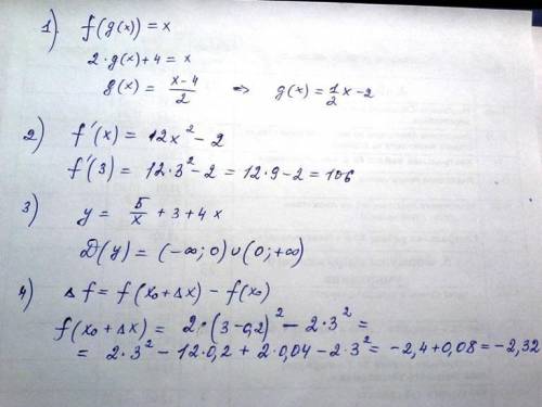 1. дана функция f(x)=аx³+bx²+3x-2. найдите a и b зная что f(2)=10 и f(-1)=14 2. вычислите производну